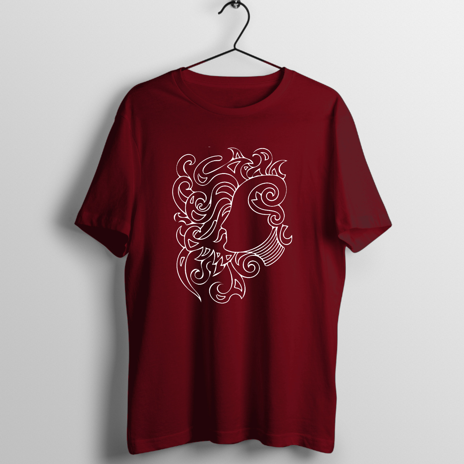 intricate tribal flames design printed on premium rock music graphic t-shirt - Front Mockup